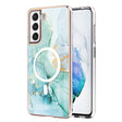 For Samsung Galaxy S21 FE 5G Marble Pattern Dual-side IMD Magsafe TPU Phone Case(Green 003) - Galaxy Phone Cases by PMC TechLife | Online Shopping South Africa | PMC TechLife