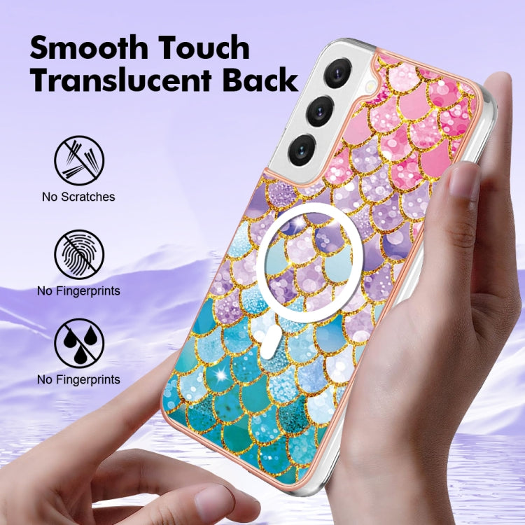 For Samsung Galaxy S22 5G Marble Pattern Dual-side IMD Magsafe TPU Phone Case(Colorful Scales)