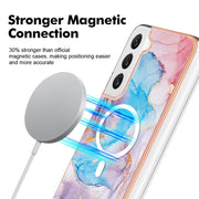For Samsung Galaxy S22 5G Marble Pattern Dual-side IMD Magsafe TPU Phone Case(Blue Marble)