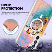 For Samsung Galaxy S22 5G Marble Pattern Dual-side IMD Magsafe TPU Phone Case(Dream Butterfly)