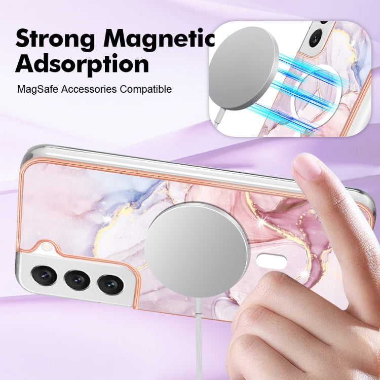For Samsung Galaxy S22+ 5G Marble Pattern Dual-side IMD Magsafe TPU Phone Case(Rose Gold 005)