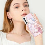 For Samsung Galaxy S22+ 5G Marble Pattern Dual-side IMD Magsafe TPU Phone Case(Rose Gold 005)