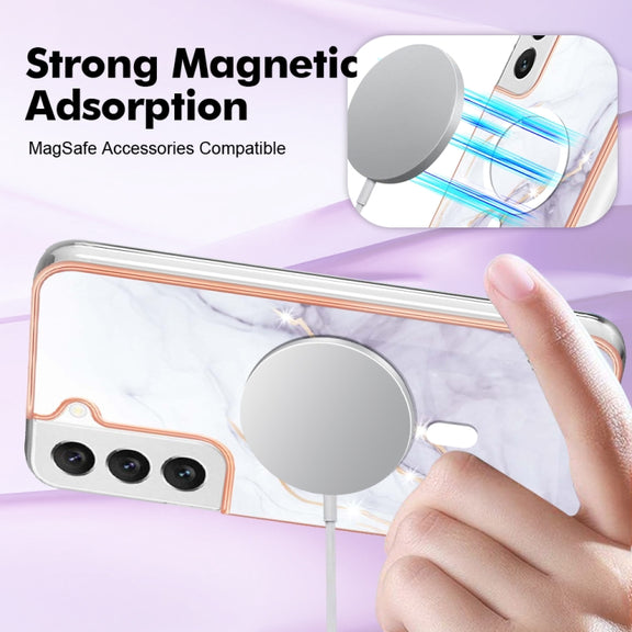 For Samsung Galaxy S22+ 5G Marble Pattern Dual-side IMD Magsafe TPU Phone Case(White 006)
