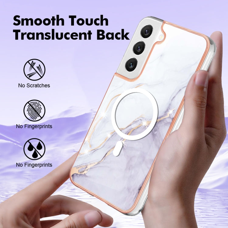 For Samsung Galaxy S22+ 5G Marble Pattern Dual-side IMD Magsafe TPU Phone Case(White 006)