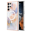 For Samsung Galaxy S22 Ultra 5G Marble Pattern Dual-side IMD Magsafe TPU Phone Case(White Marble) - Galaxy S22 Ultra 5G Cases by PMC TechLife | Online Shopping South Africa | PMC TechLife