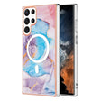 For Samsung Galaxy S22 Ultra 5G Marble Pattern Dual-side IMD Magsafe TPU Phone Case(Blue Marble) - Galaxy S22 Ultra 5G Cases by PMC TechLife | Online Shopping South Africa | PMC TechLife