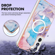 For Samsung Galaxy S23 5G Marble Pattern Dual-side IMD Magsafe TPU Phone Case(Blue Marble)