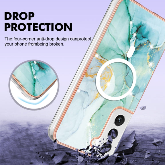 For Samsung Galaxy S23+ 5G Marble Pattern Dual-side IMD Magsafe TPU Phone Case(Green 003)