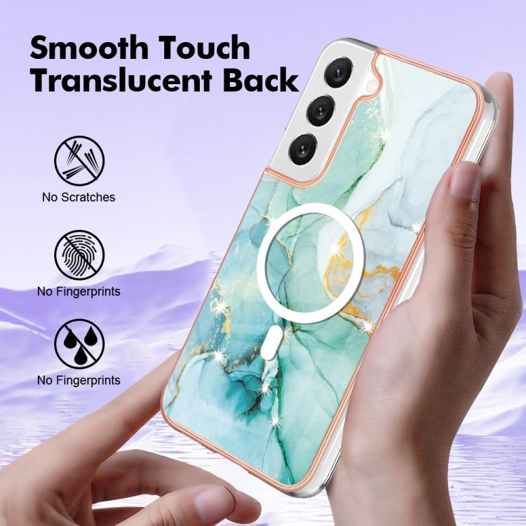 For Samsung Galaxy S23+ 5G Marble Pattern Dual-side IMD Magsafe TPU Phone Case(Green 003)