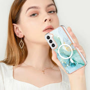 For Samsung Galaxy S23+ 5G Marble Pattern Dual-side IMD Magsafe TPU Phone Case(Green 003)