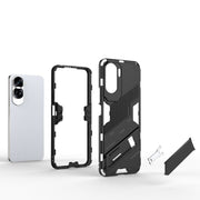 For Honor 90 Lite 5G Global Punk Armor 2 in 1 PC + TPU Phone Case with Holder(Light Red)