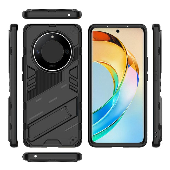 For Honor X50 5G Global / X9B Punk Armor 2 in 1 PC + TPU Phone Case with Holder(Black)