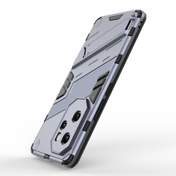 For Honor 100 Pro 5G Punk Armor 2 in 1 PC + TPU Phone Case with Holder(Grey)