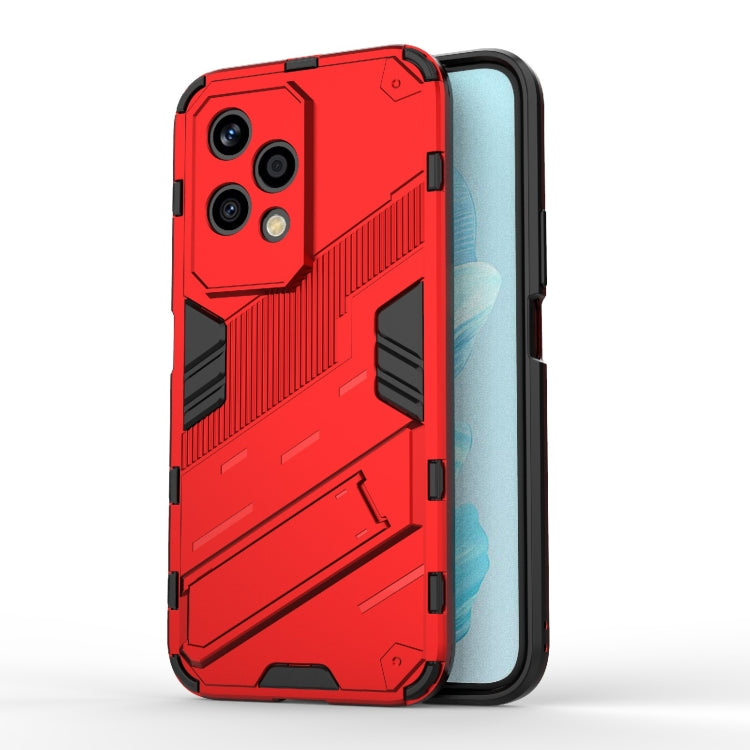 For Honor 200 Lite Global Punk Armor 2 in 1 PC + TPU Phone Case with Holder(Red)