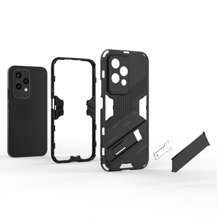 For Honor 200 Lite Global Punk Armor 2 in 1 PC + TPU Phone Case with Holder(Red)
