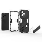For Honor 200 Lite Global Punk Armor 2 in 1 PC + TPU Phone Case with Holder(Grey)