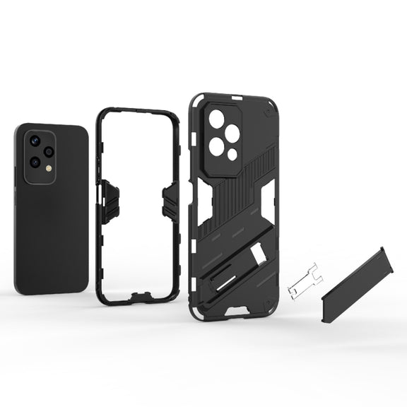 For Honor 200 Lite Global Punk Armor 2 in 1 PC + TPU Phone Case with Holder(White)