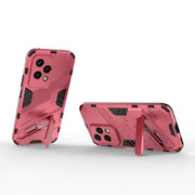 For Honor 200 Lite Global Punk Armor 2 in 1 PC + TPU Phone Case with Holder(Light Red)