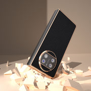 For Huawei Mate X3 Genuine Leather Luxury Series Nano Plating Phone Case(Black)