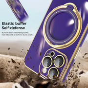 For iPhone 11 Pro Multifunction Electroplating MagSafe Holder Phone Case(Dark Purple)