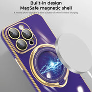 For iPhone XS Max Multifunction Electroplating MagSafe Holder Phone Case(White)