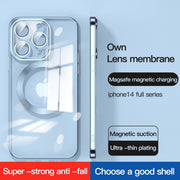 For iPhone 15 Pro Max Lens Protector MagSafe Electroplated Phone Case(Sierra Blue)