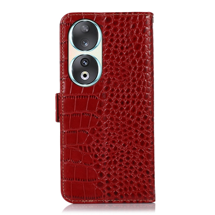 For Honor 90 Crocodile Top Layer Cowhide Leather Phone Case(Red)