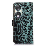 For Honor 90 Crocodile Top Layer Cowhide Leather Phone Case(Green)