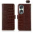 For Honor 90 Crocodile Top Layer Cowhide Leather Phone Case(Brown) - Honor Cases by PMC TechLife | Online Shopping South Africa | PMC TechLife | Buy Now Pay Later Mobicred