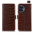 For Honor 100 Crocodile Top Layer Cowhide Leather Phone Case(Brown) - Honor Cases by PMC TechLife | Online Shopping South Africa | PMC TechLife | Buy Now Pay Later Mobicred