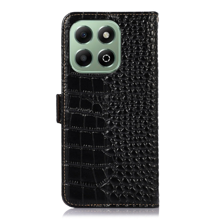 For Honor X6b Crocodile Top Layer Cowhide Leather Phone Case(Black)