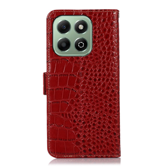 For Honor X6b Crocodile Top Layer Cowhide Leather Phone Case(Red)