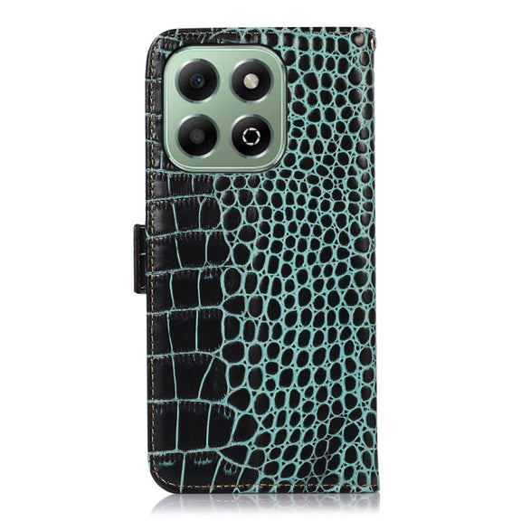 For Honor X6b Crocodile Top Layer Cowhide Leather Phone Case(Green)