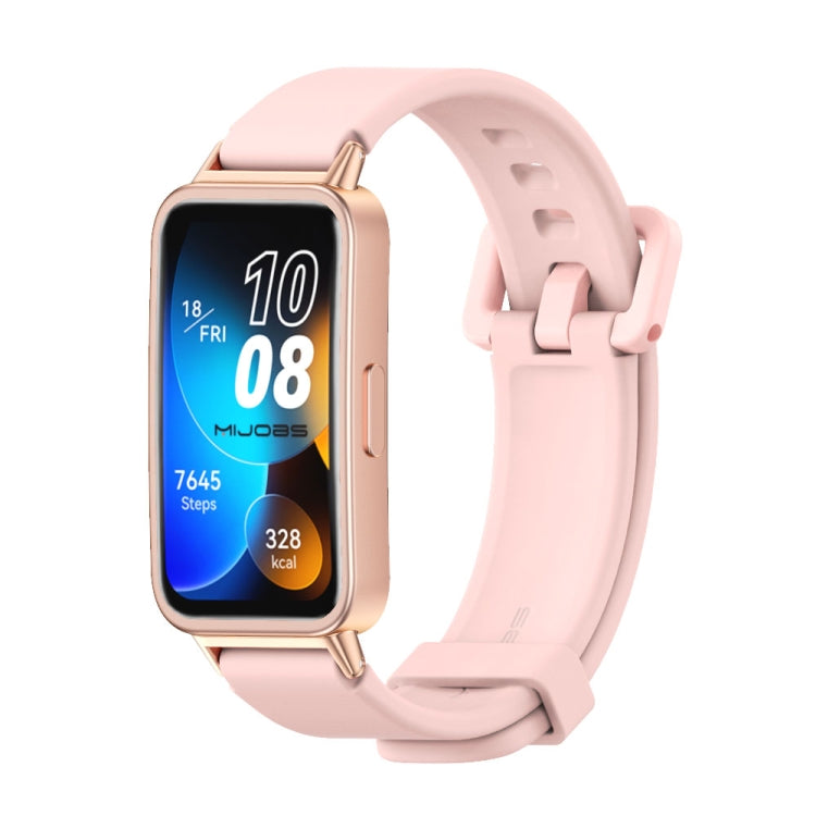 For Huawei Band 8 / 9 / 10 Mijobs Silicone Breathable Watch Band(Pink+Rose Gold)