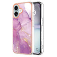 For iPhone 16 Plus Electroplating Marble Pattern Dual-side IMD TPU Shockproof Phone Case (Purple 001) - iPhone 16 Plus Cases by PMC TechLife | Online Shopping South Africa | PMC TechLife | Buy Now Pay Later Mobicred