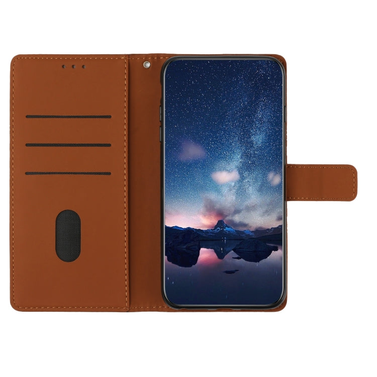 For iPhone 16 Diamond Embossed Skin Feel Leather Phone Case(Brown)