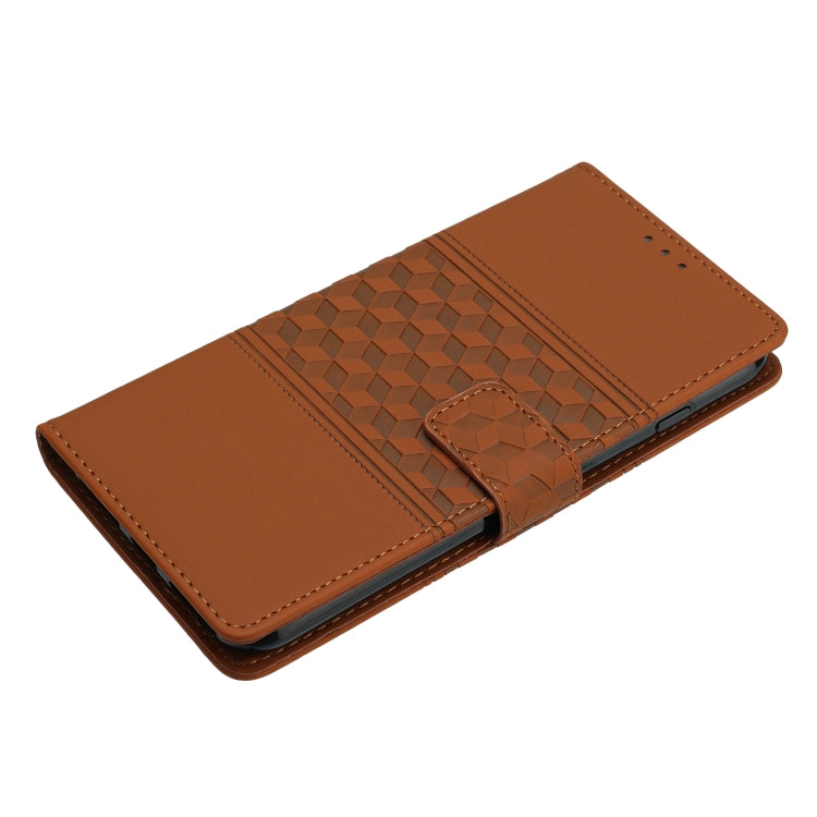 For iPhone 16 Diamond Embossed Skin Feel Leather Phone Case(Brown)