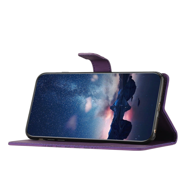 For iPhone 16 Diamond Embossed Skin Feel Leather Phone Case(Purple)