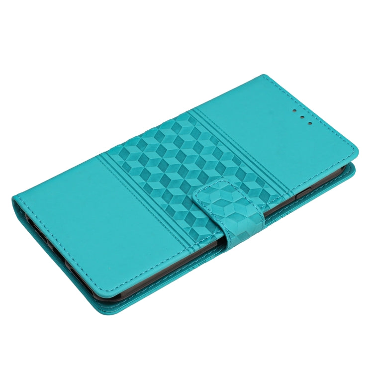 For iPhone 16 Diamond Embossed Skin Feel Leather Phone Case(Blue)