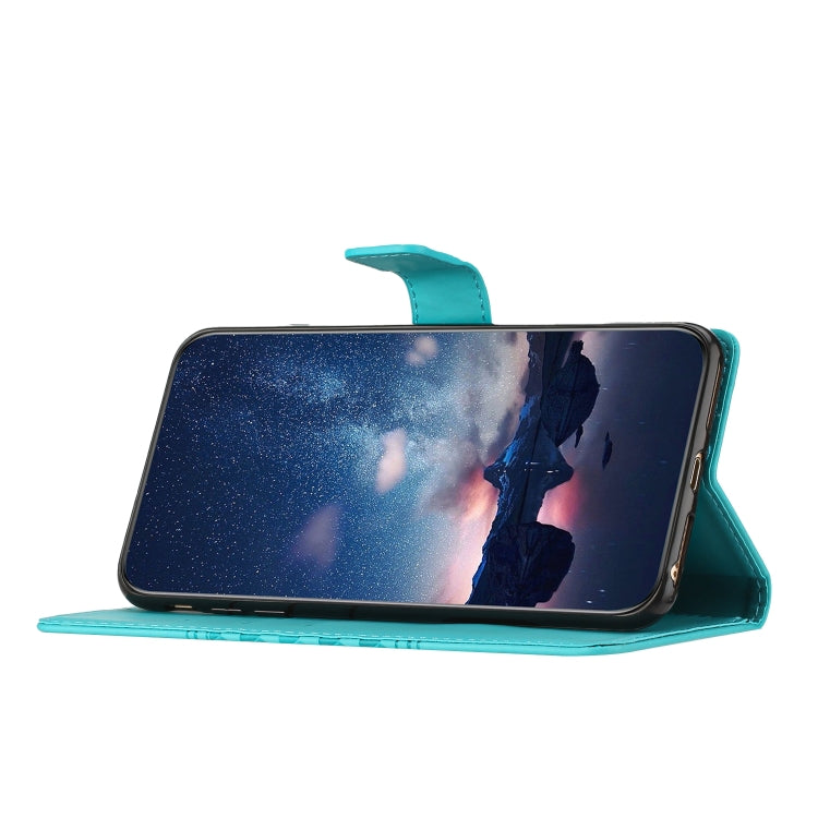 For iPhone 16 Diamond Embossed Skin Feel Leather Phone Case(Blue)
