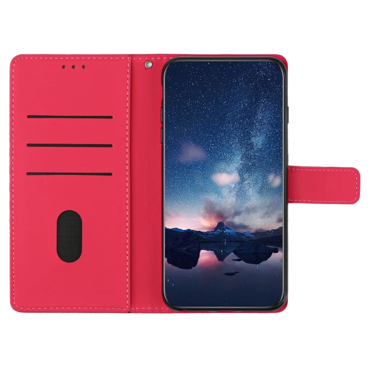 For iPhone 16 Diamond Embossed Skin Feel Leather Phone Case(Red)