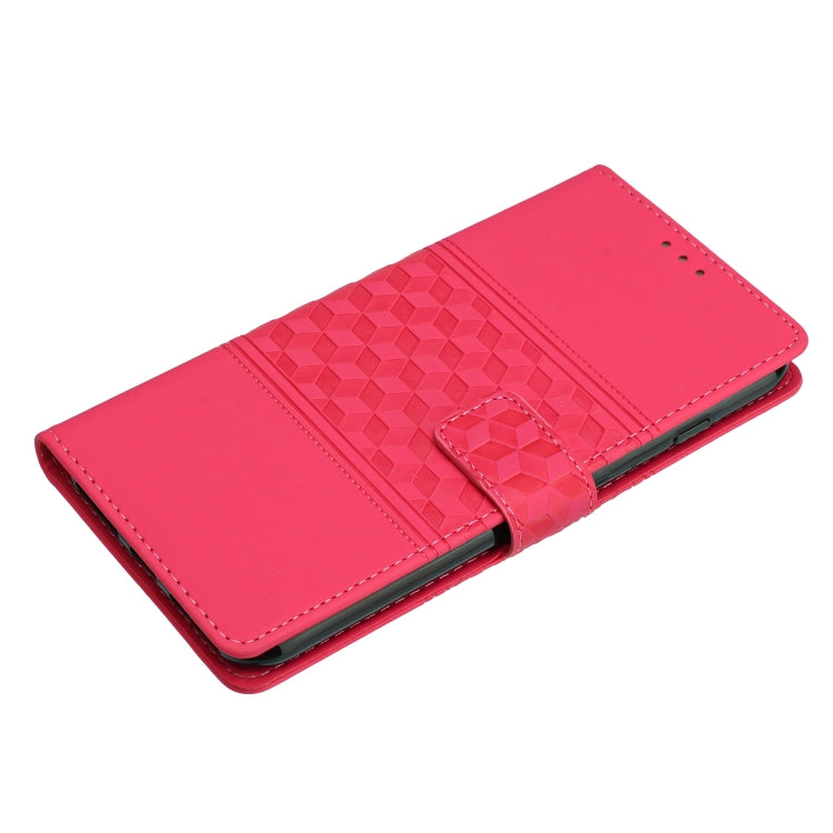 For iPhone 16 Diamond Embossed Skin Feel Leather Phone Case(Red)