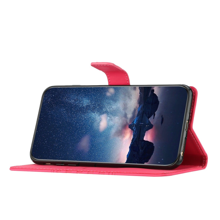 For iPhone 16 Diamond Embossed Skin Feel Leather Phone Case(Red)