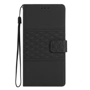 For iPhone 16 Diamond Embossed Skin Feel Leather Phone Case(Black)