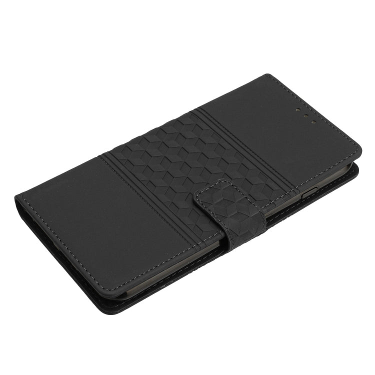 For iPhone 16 Diamond Embossed Skin Feel Leather Phone Case(Black)