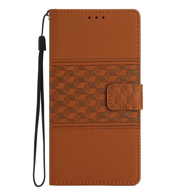 For iPhone 16e Diamond Embossed Skin Feel Leather Phone Case(Brown)