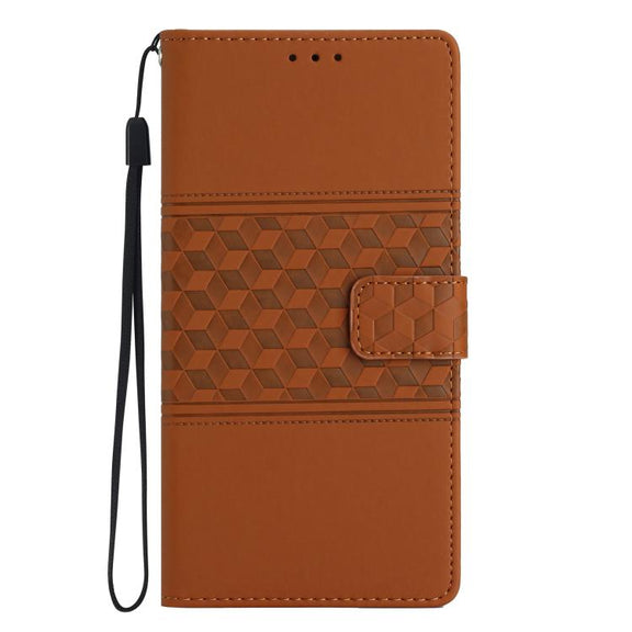 For iPhone 16e Diamond Embossed Skin Feel Leather Phone Case(Brown)