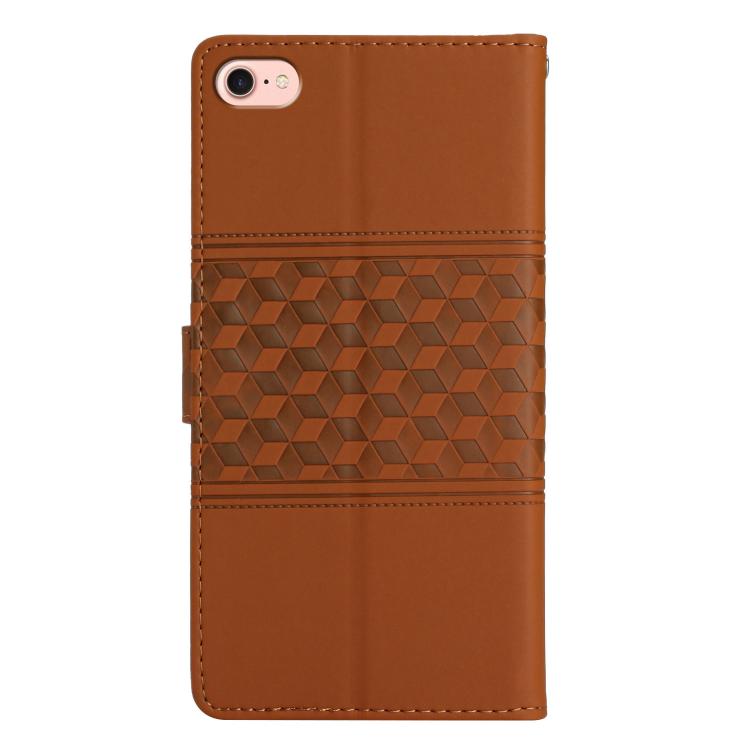 For iPhone 16e Diamond Embossed Skin Feel Leather Phone Case(Brown)