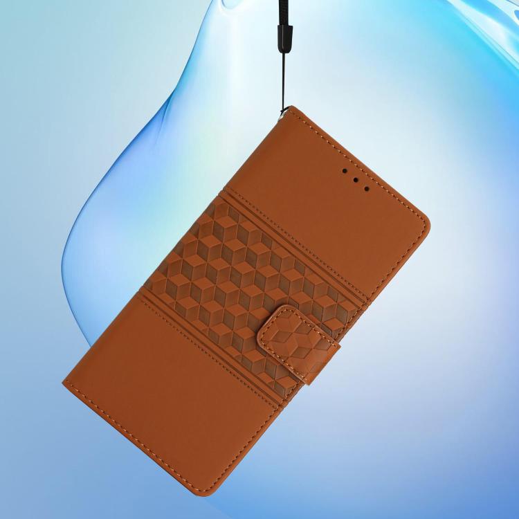 For iPhone 16e Diamond Embossed Skin Feel Leather Phone Case(Brown)