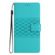 For iPhone 16e Diamond Embossed Skin Feel Leather Phone Case(Blue)